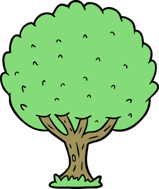 Bir insan tarafından çizilmiş çizgi film ağacı.