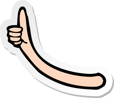 Bir insan tarafından çizilmiş karikatür kol jestinin çıkartması.