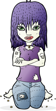 Bir insan tarafından çizilmiş vampir kız çizgi filmi.