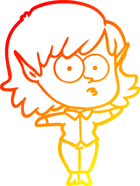 Bir insan tarafından çizilmiş, çizgi film karakteri bir elf kızı çizimi.