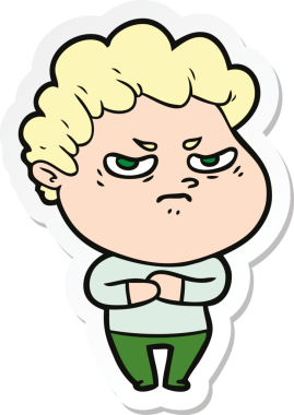 Bir insan tarafından çizilmiş kızgın bir adamın çıkartması.