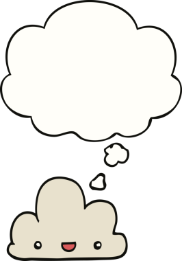 çizgi film küçük mutlu bulut düşünce baloncuğu bir insan tarafından çizilmiş