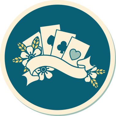 Geleneksel kart stili ve bir insan tarafından çizilmiş dövme çıkartması.