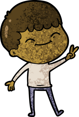 Bir insan tarafından çizilmiş mutlu çocuk çizgi filmi.