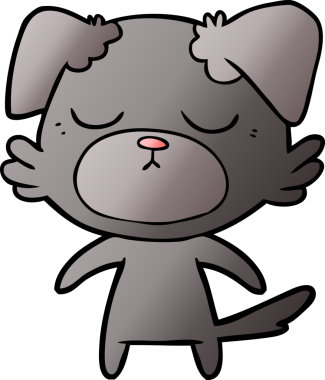 Bir insan tarafından çizilmiş şirin bir çizgi film köpeği.