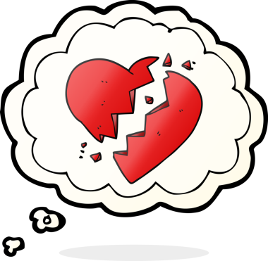 Serbest çizim düşünce balonu karikatürü Bir insan tarafından çizilmiş kırık kalp
