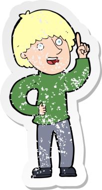 İnsan tarafından çizilmiş bir fikri olan karikatürcü bir adamın gerilimli çıkartması.