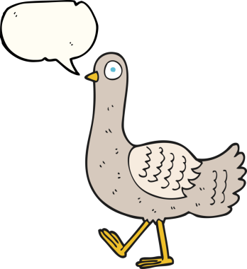 Bir insan tarafından çizilmiş serbest konuşma balonu çizgi film güvercini.