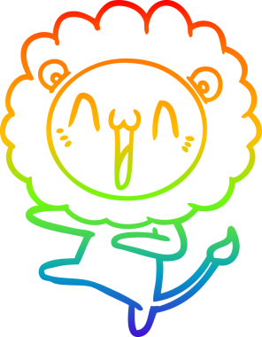 gökkuşağı gradyanı çizimi bir insan tarafından çizilmiş mutlu bir karikatür aslanı