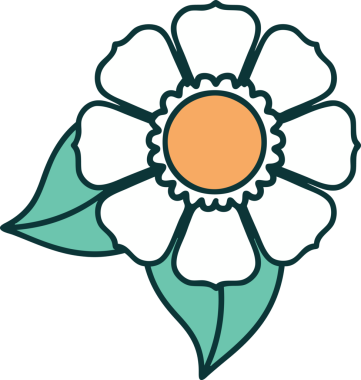 Bir insan tarafından çizilmiş bir çiçeğin ikonik dövme şekli