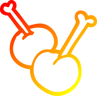 Bir insan tarafından çizilmiş kırmızı kirazların sıcak çizgi çizimi