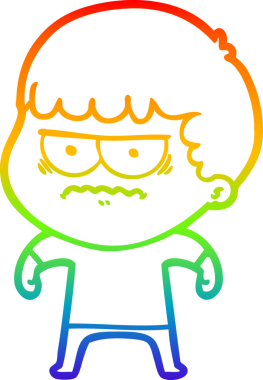 Gökkuşağı gradyan çizgi çizimi Bir insan tarafından çizilmiş rahatsız bir adam