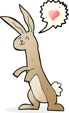 Bir insan tarafından çizilmiş aşık çizgi film tavşanı.