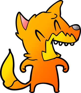 Bir insan tarafından çizilmiş tilki çizgi film karakteri