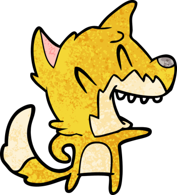 Bir insan tarafından çizilmiş gülen tilki çizgi filmi.