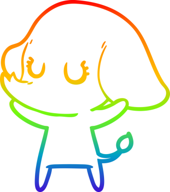 Gökkuşağı gradyan çizgisi bir insan tarafından çizilmiş şirin bir fil çizimi