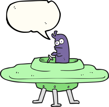 Bir insan tarafından çizilmiş serbest konuşma balonu uçan daire.