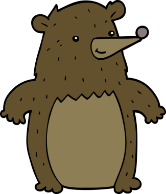 Bir insan tarafından çizilmiş çizgi film ayısı.