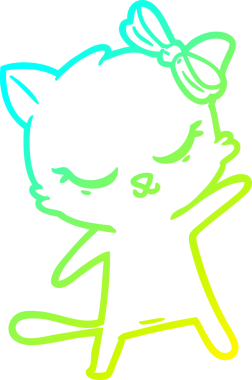 Bir insan tarafından çizilmiş bir çizgi film kedisinin soğuk gradyan çizimi