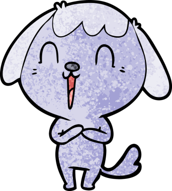 Bir insan tarafından çizilmiş şirin bir çizgi film köpeği.