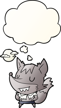 Bir insan tarafından çizilmiş, düşünce baloncuklu çizgi film kurtadamı.