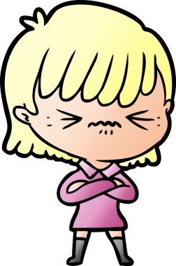 Bir insan tarafından çizilmiş kızgın çizgi film kızı.