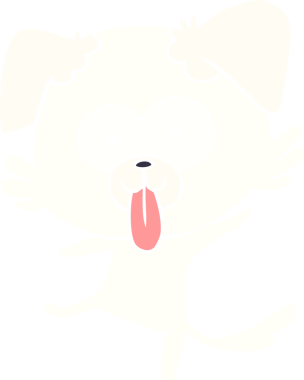 Bir insan tarafından çizilmiş komik düz renkli çizgi film köpeği.