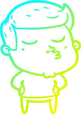 Çizgi film mankeni bir adamın insan tarafından çizilmiş soğuk gradyan çizimi.