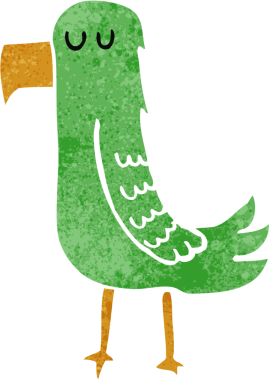 Bir insan tarafından çizilmiş papağan.