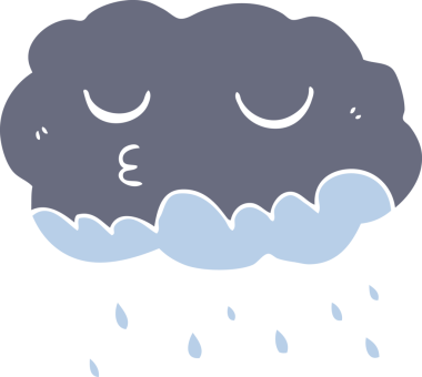 Bir insan tarafından çizilmiş düz renk çizgi film yağmur bulutu