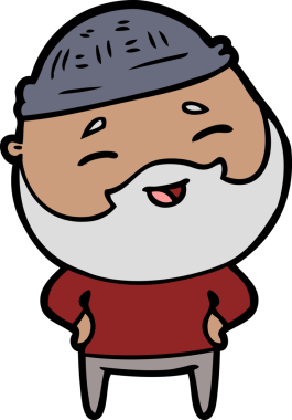 Bir insan tarafından çizilmiş mutlu sakallı bir adam.