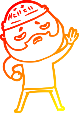 İnsan tarafından çizilmiş sakallı, endişeli bir çizgi film karakteri.