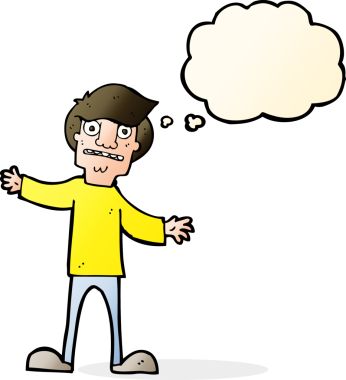 Bir insan tarafından çizilen düşünce baloncuğuyla adamı şaşırtan çizgi film.