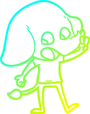 Bir insan tarafından çizilmiş şirin bir filin soğuk gradyan çizgisi