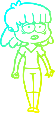 Bir insan tarafından çizilmiş, karikatür çizen yorgun bir kadın.