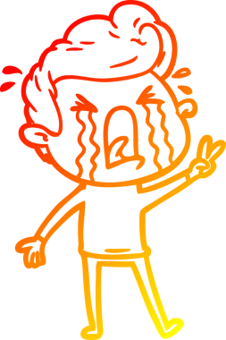 Bir insan tarafından çizilmiş, ağlayan bir çizgi film karakteri.