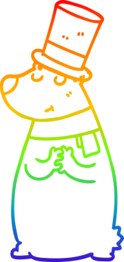 Bir insan tarafından çizilmiş silindir şapkalı çizgi film ayısının çizimi.