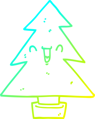Soğuk gradyan çizgisi bir insan tarafından çizilmiş bir karikatür noel ağacı.