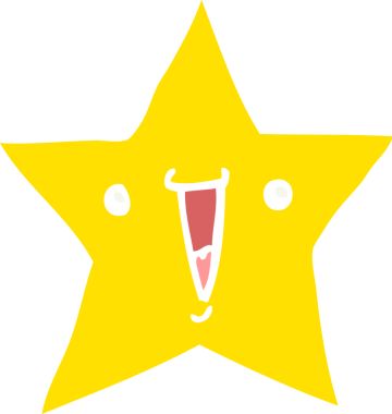 Bir insan tarafından çizilmiş düz renkli çizgi film yıldızı