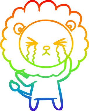 Bir insan tarafından çizilmiş ağlayan bir aslanın çizgi çizimi.