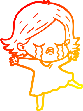 Bir insan tarafından çizilmiş ağlayan çizgi film kızı çizimi.