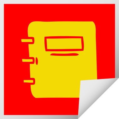 Bir insan tarafından çizilmiş bir not defterinin kare soyma etiketi.