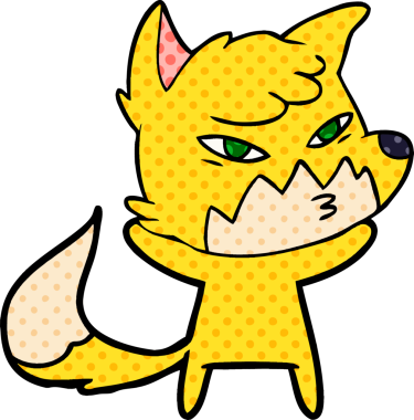 Bir insan tarafından çizilmiş akıllı çizgi film tilkisi.