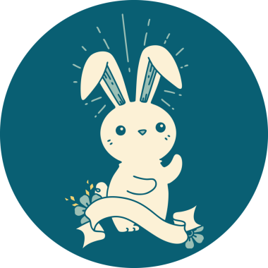 Bir insan tarafından çizilmiş dövme stili şirin bir tavşan.