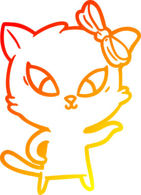 Bir insan tarafından çizilmiş çizgi film kedisinin sıcak çizgi çizimi