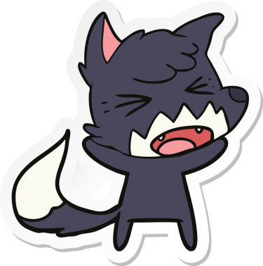 Bir insan tarafından çizilmiş kızgın bir tilkinin çıkartması.