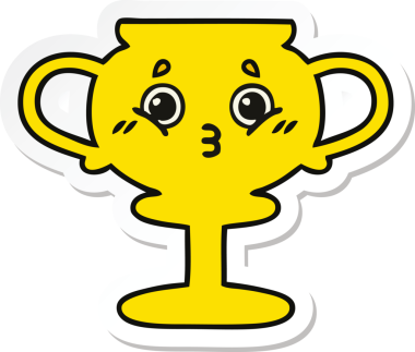 Bir insan tarafından çizilmiş şirin bir karikatür kupasının çıkartması.