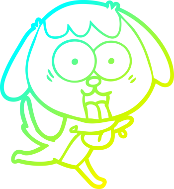 Bir insan tarafından çizilmiş şirin bir çizgi köpeğin soğuk gradyan çizgisi.