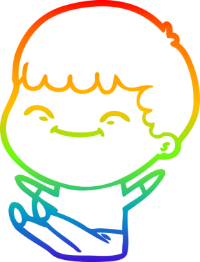 gökkuşağı gradyan çizgi çizimi bir insan tarafından çizilmiş mutlu bir çocuk