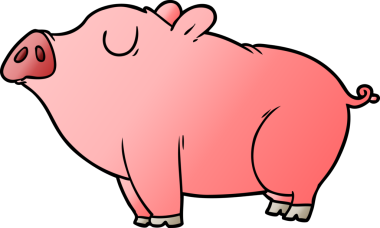 Bir insan tarafından çizilmiş çizgi film domuzu.